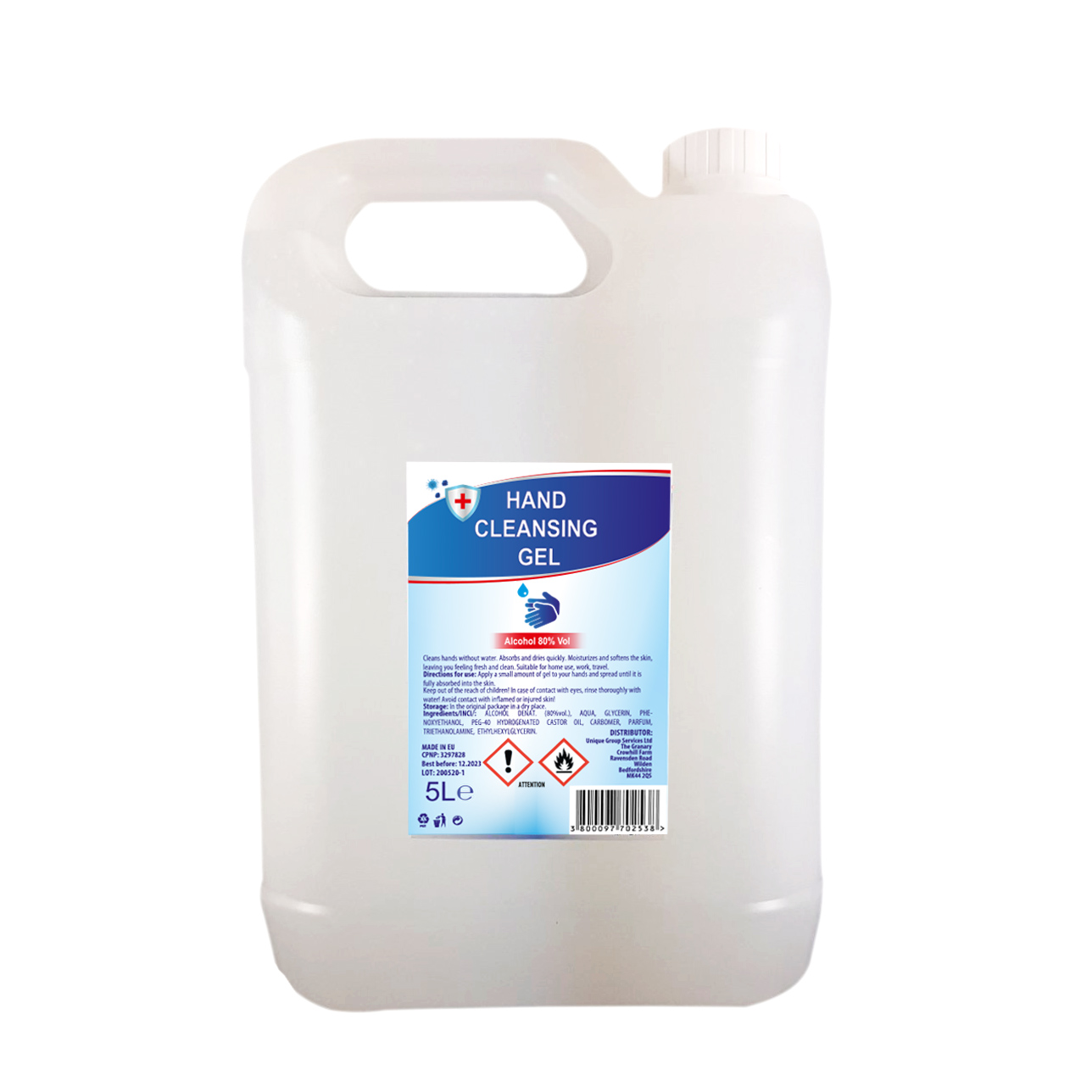Hand Sanitiser Gel 5 Litre 80% Alcohol